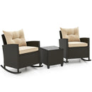 Patio Rattan Roker Chairs with Tempered Glass Table and Soft Cushions for Backyard Poolside Porch by LJGDeals