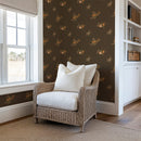 Vintage Heirloom Floral Bouquet Wallpaper - Chocolate Brown Background
