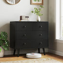 Wide Wooden Dresser with 4 Drawers for Bedroom Living Room by LJGDeals