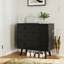 Wide Wooden Dresser with 4 Drawers for Bedroom Living Room by LJGDeals