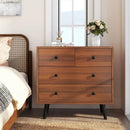 Wide Wooden Dresser with 4 Drawers for Bedroom Living Room by LJGDeals