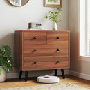 Wide Wooden Dresser with 4 Drawers for Bedroom Living Room by LJGDeals