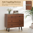 Wide Wooden Dresser with 4 Drawers for Bedroom Living Room by LJGDeals