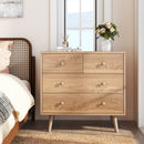 Wide Wooden Dresser with 4 Drawers for Bedroom Living Room