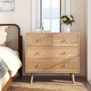 Wide Wooden Dresser with 4 Drawers for Bedroom Living Room by LJGDeals