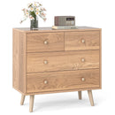 Wide Wooden Dresser with 4 Drawers for Bedroom Living Room by LJGDeals