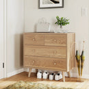 Wide Wooden Dresser with 4 Drawers for Bedroom Living Room by LJGDeals