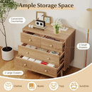 Wide Wooden Dresser with 4 Drawers for Bedroom Living Room by LJGDeals