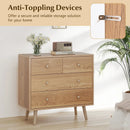 Wide Wooden Dresser with 4 Drawers for Bedroom Living Room by LJGDeals