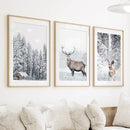 Winter Animal Wall Decor Set of 3. Snowy Forest, Deer by Wall Art Set