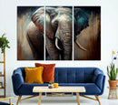 Wild Elephant Wall Art Canvas Print
