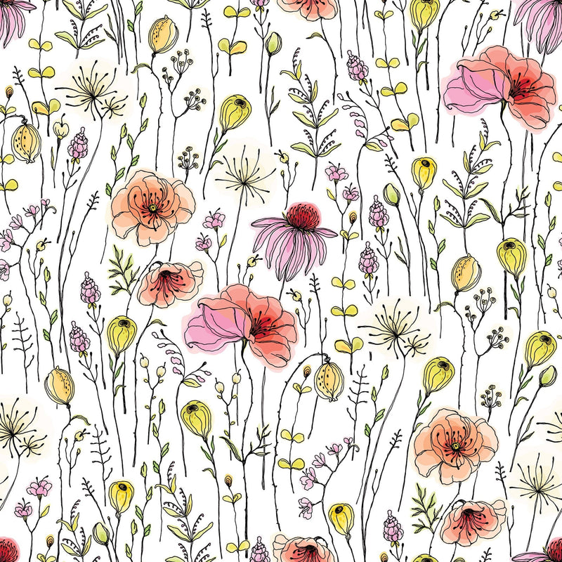 Colorful Wildflowers Peel and Stick Wallpaper