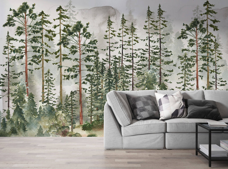 Pine Tree Wallpaper Watercolor Forest Wallpaper