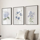Watercolor Blue Flowers.Wall Art Set of 3 Piece by Wall Art Set