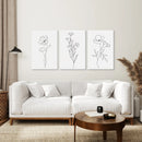 Wildflower Trendy Line Art Set of 3 Wall Decor by Wall Art Set