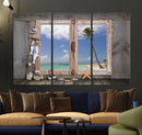 Window Wall Art Relaxing Beach Starfish Seashells Nautical