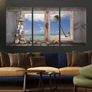 Window Wall Art Relaxing Beach Starfish Seashells Nautical