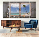 Window Wall Art Relaxing Beach Starfish Seashells Nautical