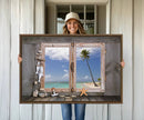 Window Wall Art Relaxing Beach Starfish Seashells Nautical