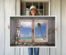 Window Wall Art Relaxing Beach Starfish Seashells Nautical