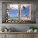 Window Wall Art Relaxing Beach Starfish Seashells Nautical