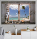 Window Wall Art Relaxing Beach Starfish Seashells Nautical