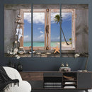 Window Wall Art Relaxing Beach Starfish Seashells Nautical