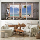Window Wall Art Relaxing Beach Starfish Seashells Nautical