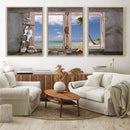 Window Wall Art Relaxing Beach Starfish Seashells Nautical