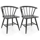 Windsor Dining Chair Set of 2 Mid-Century Modern Black Kitchen Chairs-Black by LJGDeals