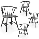 Windsor Dining Chair Set of 4 Mid-Century Modern Black Kitchen Chairs-Black by LJGDeals