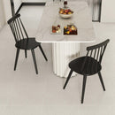 Windsor Dining Chair Set of 2 with Solid Rubber Wood Frame-Black by LJGDeals