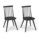 Windsor Dining Chair Set of 2 with Solid Rubber Wood Frame-Black by LJGDeals