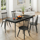 Windsor Dining Chair Set of 2 with Solid Rubber Wood Frame-Black by LJGDeals