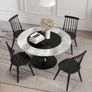 Windsor Dining Chair Set of 4 with Solid Rubber Wood Frame-Black by LJGDeals