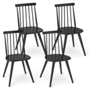 Windsor Dining Chair Set of 4 with Solid Rubber Wood Frame-Black by LJGDeals