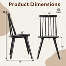 Windsor Dining Chair Set of 4 with Solid Rubber Wood Frame-Black