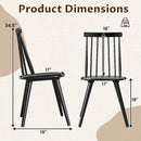 Windsor Dining Chair Set of 4 with Solid Rubber Wood Frame-Black by LJGDeals