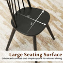 Windsor Dining Chair Set of 4 with Solid Rubber Wood Frame-Black