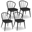 Windsor Dining Chairs Set of 4 with Spindle Backrest-Black by LJGDeals