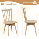 Windsor Dining Chairs Set of 2 Mid Century Rubber Wood Kitchen Chairs with Swivel Seat by LJGDeals