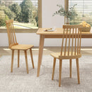 Windsor Dining Chairs Set of 2 with High Spindle Back and Natural Rubber Wood Legs for Dining Room Living Room-Natural by DirectDeals