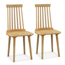 Windsor Dining Chairs Set of 2 with High Spindle Back and Natural Rubber Wood Legs for Dining Room Living Room-Natural by LJGDeals