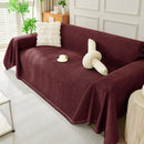 Solid Color Chenille Sofa Throw Blanket, Soft & Plush Decorative Couch Throw Cover