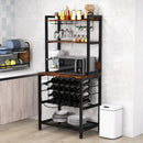 Wine Bar Cabinet Wine Rack with 4 Tier Storage Shelves and Glass Holders-Brown by LJGDeals