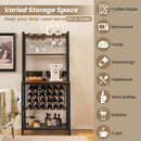 Wine Bar Cabinet Wine Rack with 4 Tier Storage Shelves and Glass Holders-Brown by LJGDeals