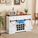 52 Inches Wine Bar Cabinet with LED Lights and Sliding Barn Doors by LJGDeals