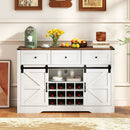 52 Inches Wine Bar Cabinet with LED Lights and Sliding Barn Doors by LJGDeals