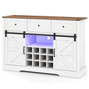 52 Inches Wine Bar Cabinet with LED Lights and Sliding Barn Doors by LJGDeals