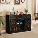 52 Inches Wine Bar Cabinet with LED Lights and Sliding Barn Doors by LJGDeals
